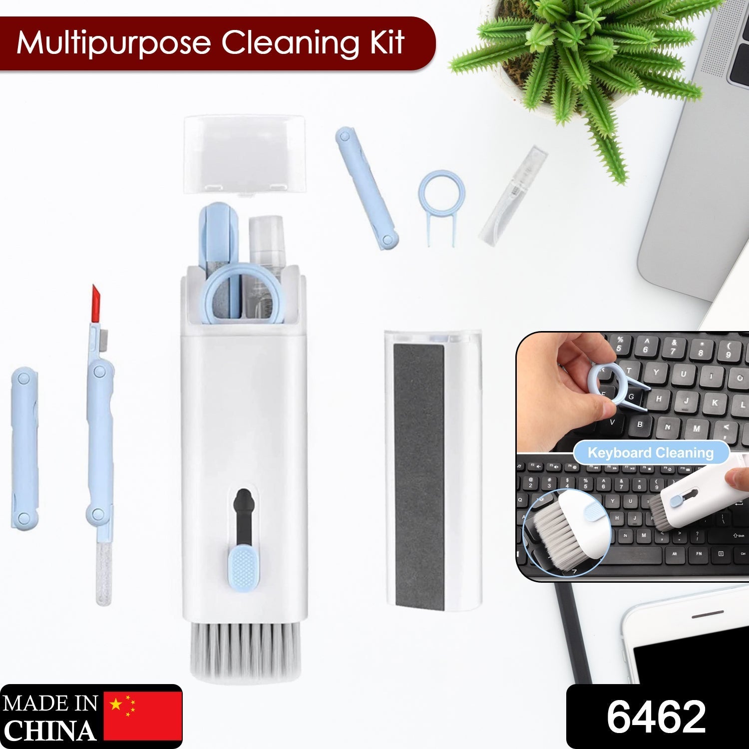 6462 7 in 1 Electronic Cleaner kit, Cleaning Kit for Monitor Keyboard Airpods, Screen Dust Brush Including Soft Sweep, Swipe, Airpod Cleaner Pen, Key Puller and Spray Bottle 02 6462 7 in 1 Electronic Cleaner kit, Cleaning Kit for Monitor Keyboard Airpods, Screen Dust Brush Including Soft Sweep, Swipe, Airpod Cleaner Pen, Key Puller and Spray Bottle 02